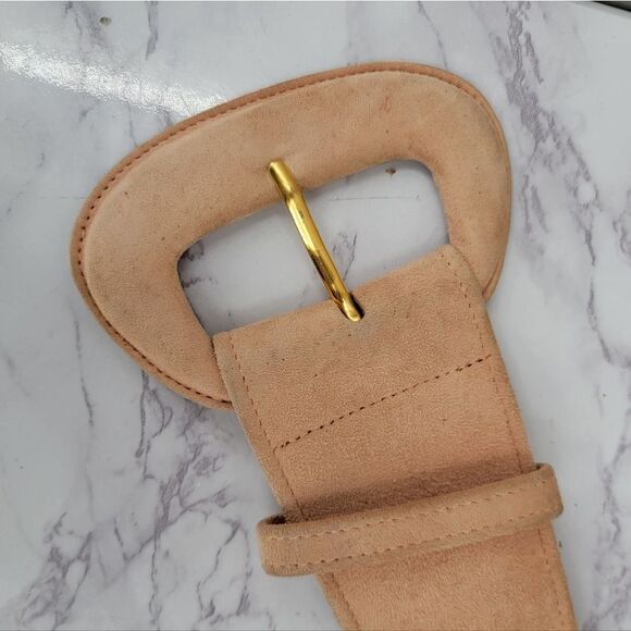 Donna Karan Vintage Oversized Tan Suede Waist Belt Asymetrical - Picture 8 of 13